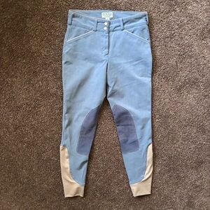 Dover Saddlery Wellesley Knee-patch Riding Breeches, Light Blue, Size 26